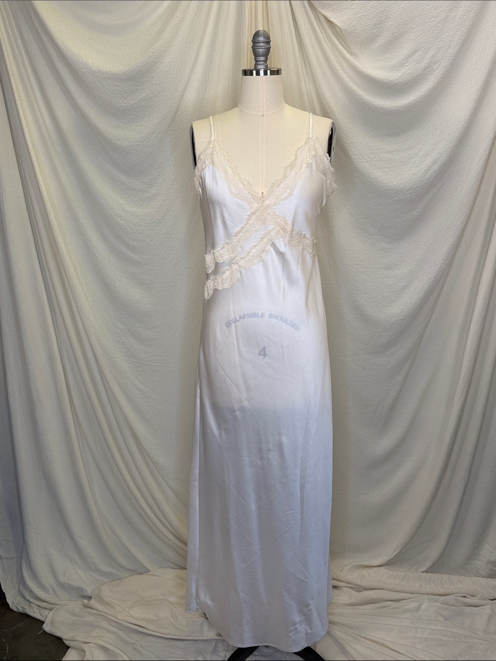 Leith Ivory Lace-Trim Satin Slip Maxi